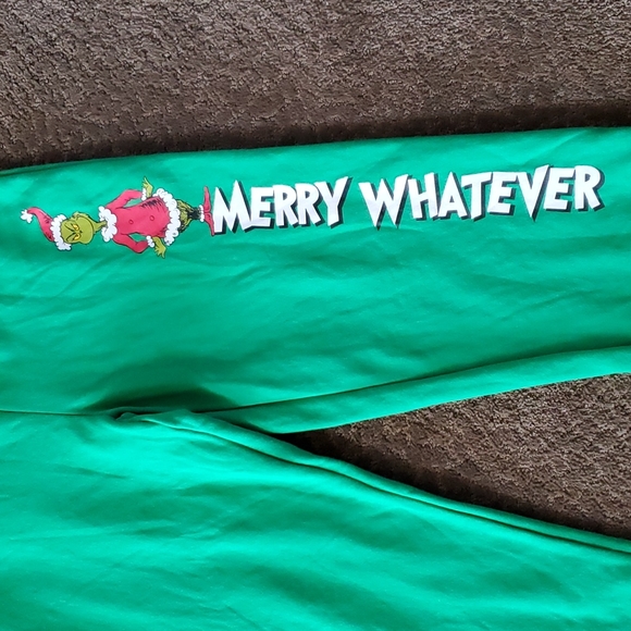 Juniors The Grinch Who Stole "Merry Whatever" Sweat Pants Pajamas Size L 2X NWT - Picture 2 of 3